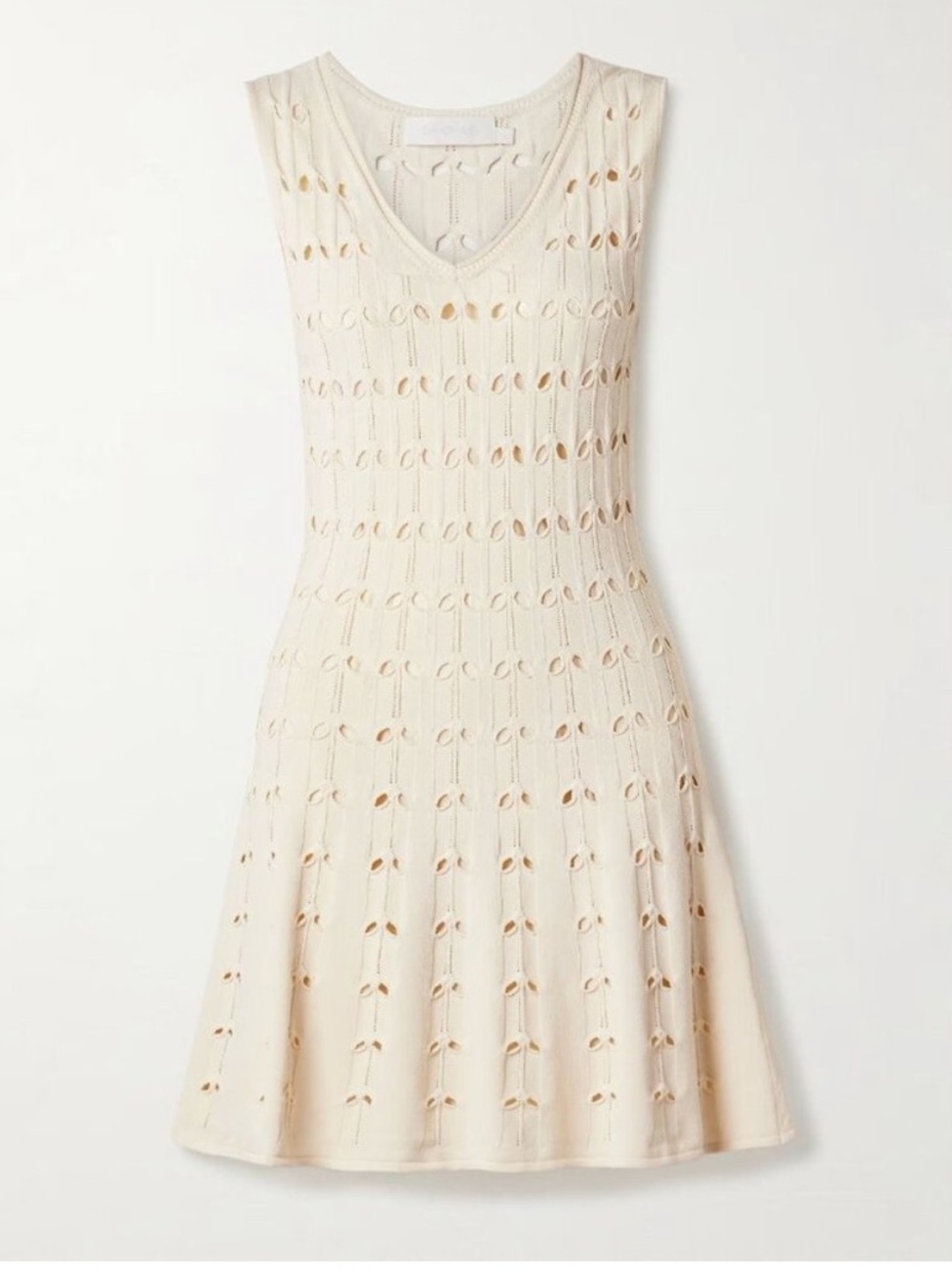 NWT ZIMMERMANN Rhiannon Cutout Pointelle Knit Cotton Blend Mini Dress Cream SZ 4